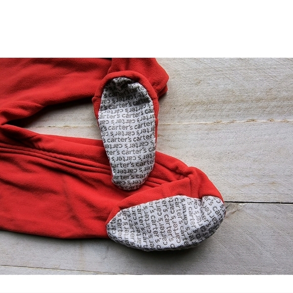 Carter's Boys Toddler Red Christmas Reindeer One Piece Fleece Pajamas 2T - Picture 4 of 8